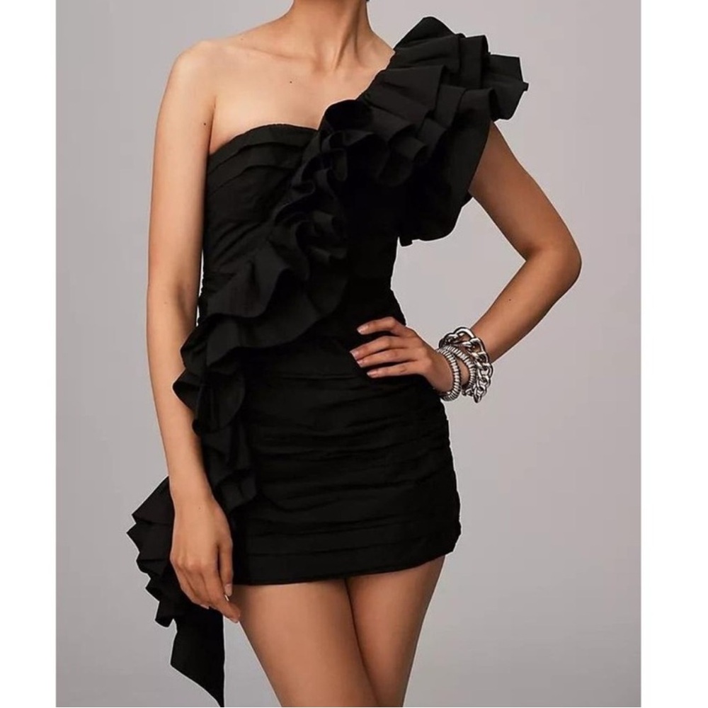 Celia B Ruffle Mini Black Dress